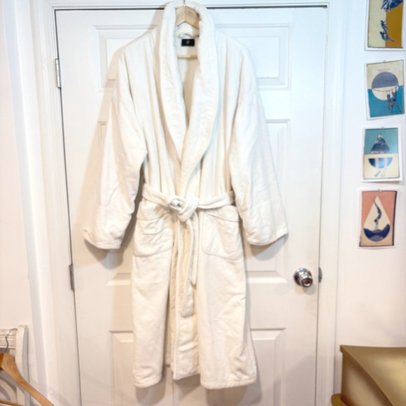 Club Room White 100% Cotton Terry Cloth Spa Robe One Size Heavyweight - Picture 2 of 8